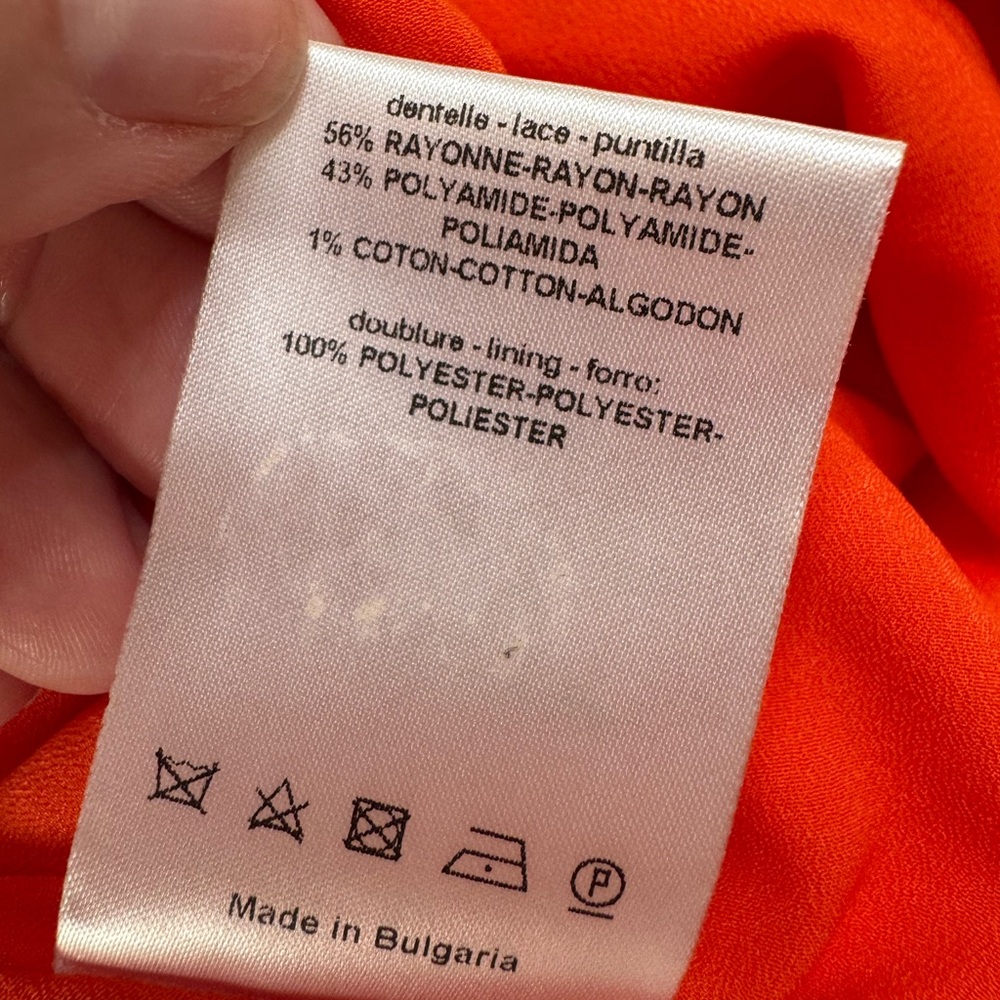 Sandro Paris Riviera Lace Dress in Tangerine Orange size 2 Medium $455 - Picture 15 of 15